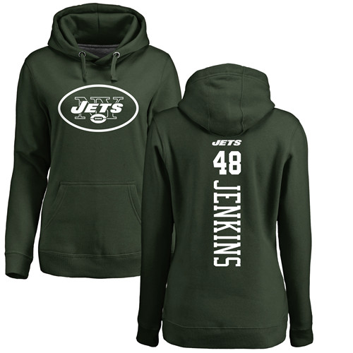 New York Jets Green Women Jordan Jenkins Backer NFL Football 48 Pullover Hoodie Sweatshirts